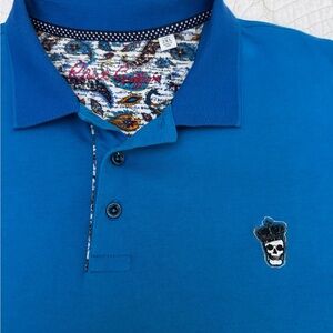Robert Graham Men's Short Sleeve Lucifer Skull Polo - Turquoise Size 2XL